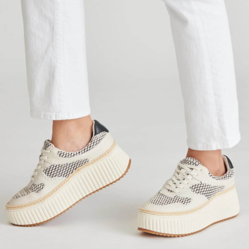 Dolce Vita Dandi Platform Sneakers Black Natural Raffia